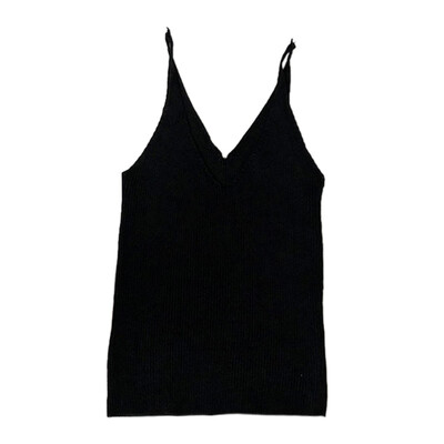 

Women Summer Fashion Slim Fit Breathable V-neck Sexy All-match Solid Color Camisole Top