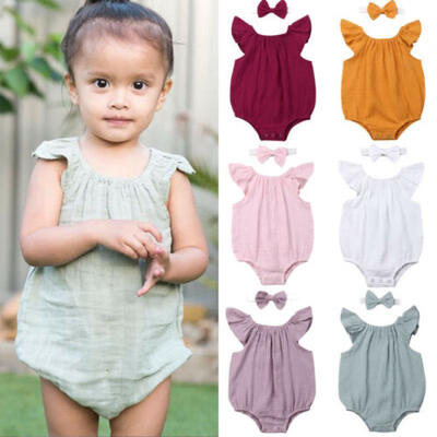 

UK Newborn Baby Boy Girl Boy Romper Bodysuit Sunsuit Summer Outfit Set Clothes