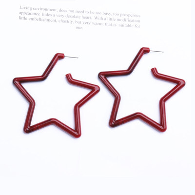 

EK194 Leopard Print Big Drop Earrings For Women Acetate Resin Acrylic Hollow Star Pendent Earring ZA Jewelry Studs Pendientes