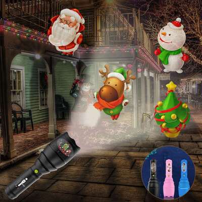 

LED Projector Flashlight with Music Player USB Powered Christmas Portable Projector Light with 12 Pattern Slide