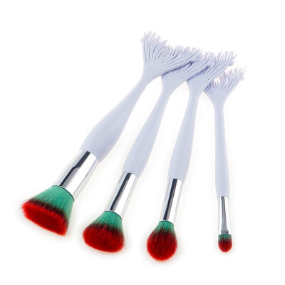 

Toponeto New 4Pcs Sector Makeup Brush Set Big Fish Tail Foundation Powder Brushs