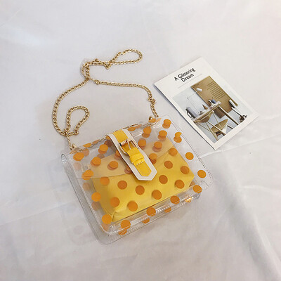 

Yang Zi with transparent jelly women slung a small bag Korean chain shoulder foreign style small square bag