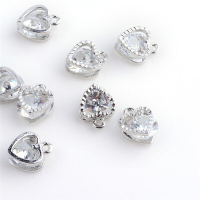 

PH PANDAHALL 100pcs Charms Alloy Drop Charms with Cubic Zirconia For Jewelry Craft DIY