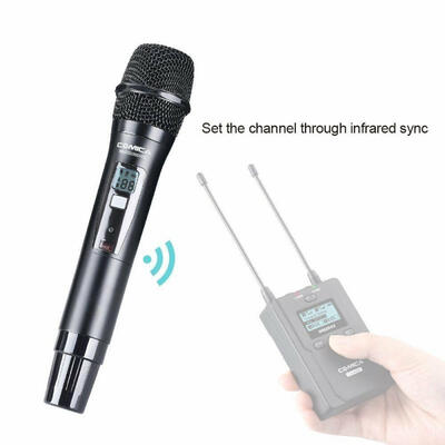 

Professional Wireless UHF Metal Microphone Mono Stereo LCD Lapela Microphone for DSLR Camera Camcorder - Black