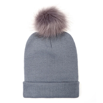 

Tailored Adult Women Keep Warm Winter Fur Ball Knitted Wool Beanie Hemming Hat Cap