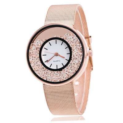 

Ladies Deluxe Brand Stainless Steel Diamond-Inlaid Quartz Watch