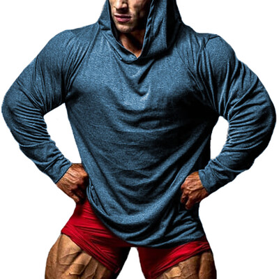 

Mens Slim Fit Athletic Gym Muscle Hoodies T-shirt Tops Sports Long Sleeve Blouse