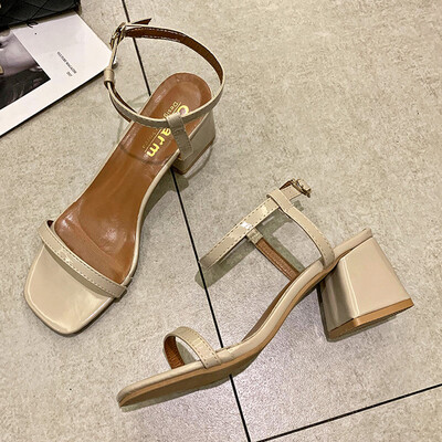 

Sandals womens 100-word sandals fairy wind evening shoes thick-heeled summer womens shoes