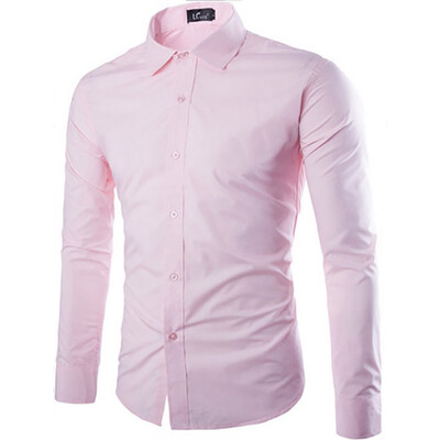 

Men\ Solid Color Fashion Candy Color Men\ Casual Long-Sleeved Shirt