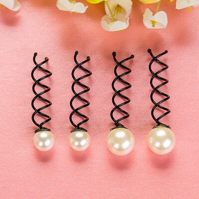 

Girls Pearl Spiral Barrette Spin Screw Pin Elegant Twist Hair Clip