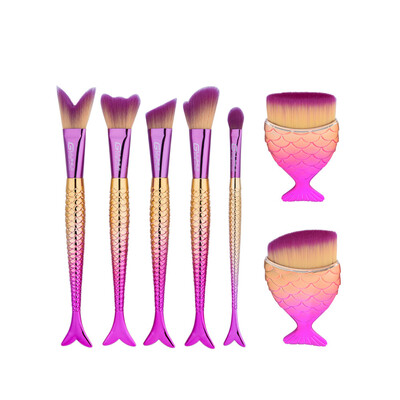 

〖Follure〗7PCS Fish Scale Brush Fishtail Bottom Brush Powder Blush Makeup Cosmetic Brush