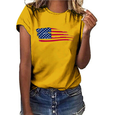 

Starmoon Women Plus Size National Flag Independence Day Print Short Sleeve T-Shirt Tops