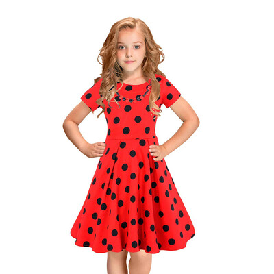 

Kids Girls Vintage Dress Polka Dot Princess Swing Rockabilly Party Dresses