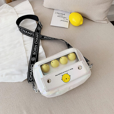 

Ins girls on the new chick fashion girl bag 2019 new bag personality broadband cartoon slanted small bag tide