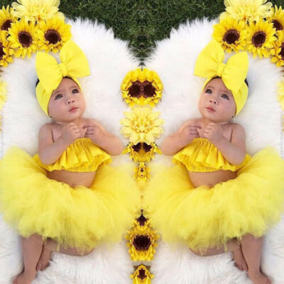 

Newborn Kid Baby Girl Clothes Ruffle Tube Tops Tutu Skirt Dress 3pcs Outfits Set