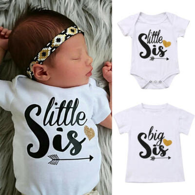

USA Matching Cotton Clothes Big Sister T-shirt Top Little Sister Romper Outfits