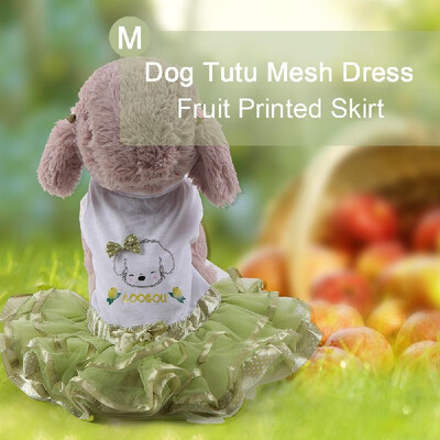 

Dog Tutu Dress Mesh Skirt Fruit Printed Girl Dog Princess Outfit for Small Size Female Dogs