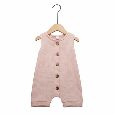 

Newborn Baby Boy Girl Sleeveless Solid Cotton Romper Jumpsuit Infant Outfits