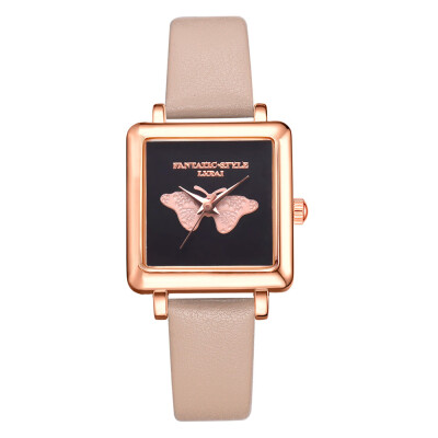 

LVPAI Watches Women Square Leather Strap Casual Quartz Watch Ladies Fashion Luxury Brand Butterfly Wristwatch Female Clock 533
