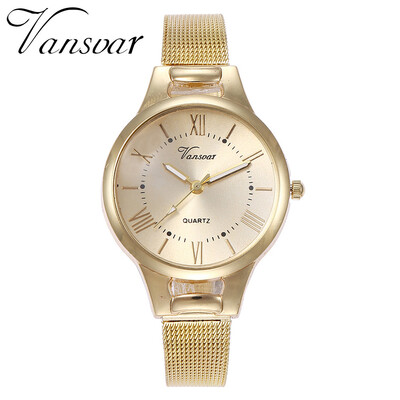 

Vansvar Hot Unisex Rose Gold Watch Luxury Fashion Women Men Stainless Steel Quartz Wristwatches Gift Clock Montre Femme 533