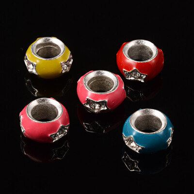 

Mixed Rondelle Shape Alloy European Rhinestone Beads with Enamel Silver Color Size 1314mm in diameter 89mm thick