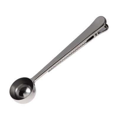 

Stainless Steel Ground Coffee Measuring Spoon Scoop With Bag Sealing Clip