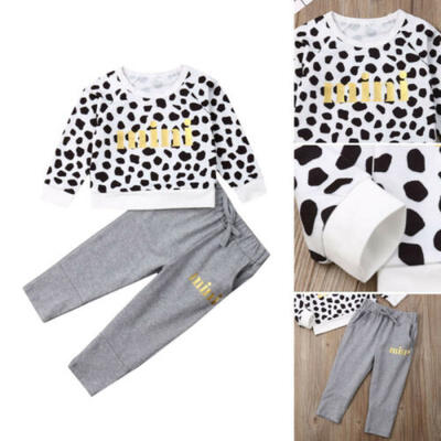 

Cute Newborn Baby Girl Mini Outfits Leopard Sweatshirt TopsLong Pants 0-4yrs