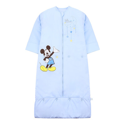 

Disney Baby Baby Sleeping Bag Autumn Winter Baby Cotton Sleeve Robe Anti-Kicking Happy Party Shuttle Woven Cotton Blue 100cm