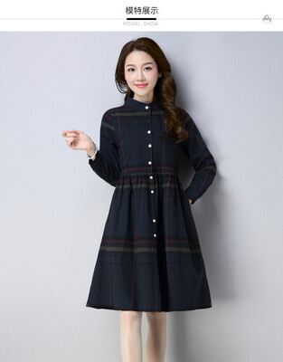 

2018 New Spring women red plaid cotton Shirt brand dress girls casual stripe dresses office lady clothes