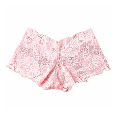 

Toponeto Lace Flat Pants Low Waist Sexy Jacquard Ladies Underpant Without Elasticity