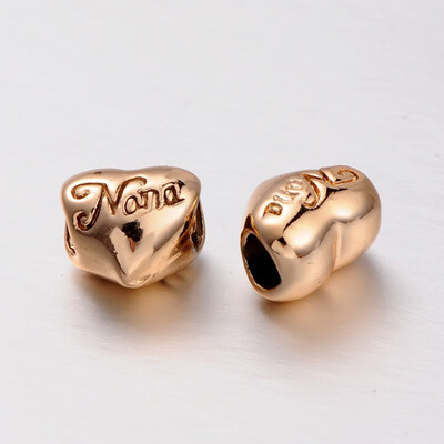 

Nickel Free & Lead Free Unfading Alloy European Beads Large Hole Heart Beads Golden 11x10x9mm Hole 5mm
