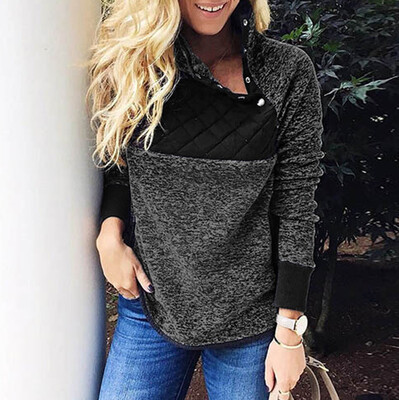 

Nomeni Women Flannel Patchwork Long Sleeve Sweatshirt Pullover Shirt Tops Blouse BKL