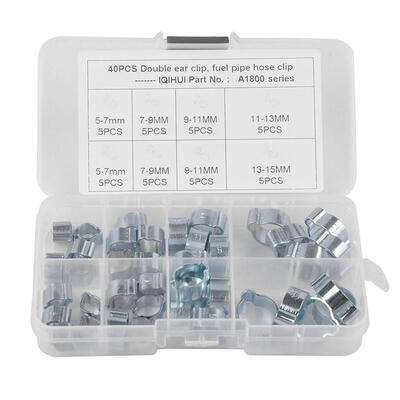 

40pcs 5 Sizes Double Ear Hose Clamps Fuel Pipe Water Hose Clamp O Clips