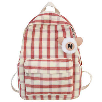 

Insfeng Korean version schoolbag girls junior high school students checkered shoulder bag Japanese lovely Sen girls campus Backpac