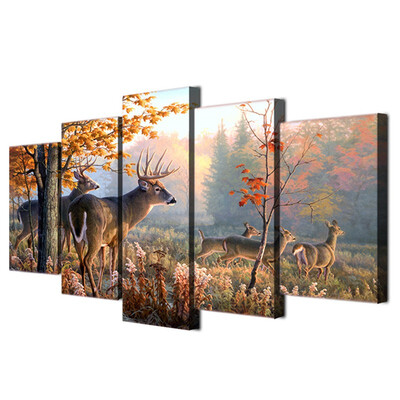 

Modern Wall HD Printed Canvas Painting Art Forest Deer Landscape Home Decor Living Room No Frame 100x55cm