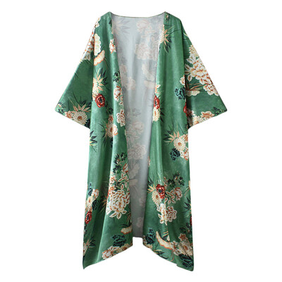 

New Women Chiffon Kimono Cardigan Floral Leopard Print Asymmetric Boho Loose Outerwear Beachwear Bikini Cover Up