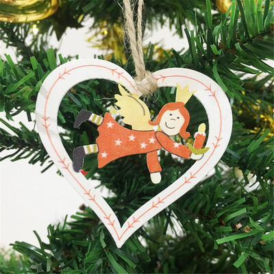 

〖Follure〗10Pcs DIY Cartoon Craft Christmas Xmas Wood Chip Hanging Ornaments Decor