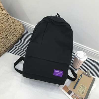 

Schoolbag female ins canvas bag male couples college wind campus Korean version pure color backpack ulzzang student shoulder bag