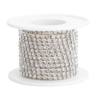

5yardroll White AB Crystal Rhinestone Chain SS6-SS16 for DIY Jewelry Craft