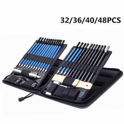 

32364048PCS Sketch Tool Kit Pencils Charcoal Extender Paper Pen Cutter Eraser Drawing Set with Sketch Paper Zipper Case