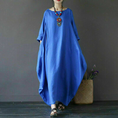 

Women Retro Turtle Neck Long Sleeve Casual Tunic Shirt Dress Kaftan Plus Siz