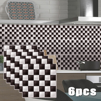 

Kitchen Tile Stickers Bathroom Mosaic Sticker Self-adhesive Wall Decor 6PCS Set
