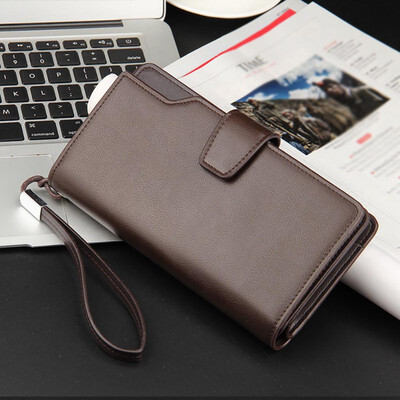 

2019 Fashion Mens Wallets Long Style Male Clutch Leather Purse Quality Mens Zippers Money Bags Coin Pockets Purse