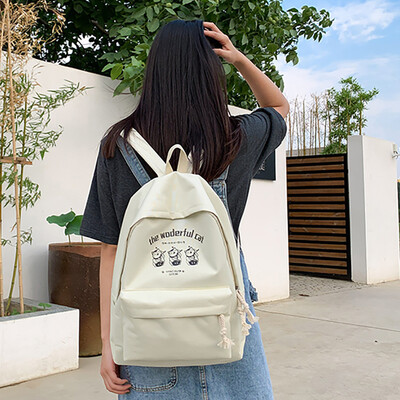 

Tailored Fashion Women Oxford Letter Color Capacity Student Backpack Travel Couple Bag