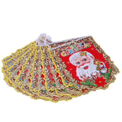 

Cartoon Santa Claus Hanging Flags Noel Banner Pennant Christmas Decorations