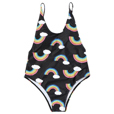 

Low Back Rainbow Print One Piece Swimsuit