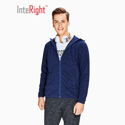 

INTERIGHT sweater mens autumn&winter hooded sports casual jacket double-sided fleece sweater dark blue XL
