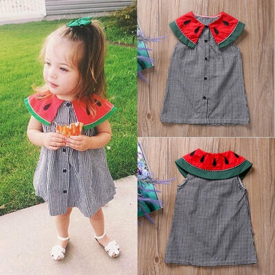

Summer Cute Baby Girls Infant Watermalons Sleeveless Princess Wedding Party Casual Dress