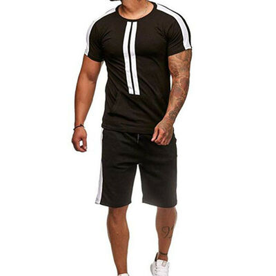 

2pcs Men Summer Short Tracksuit Sport Suit T-shirt Top Tee Shorts Pants