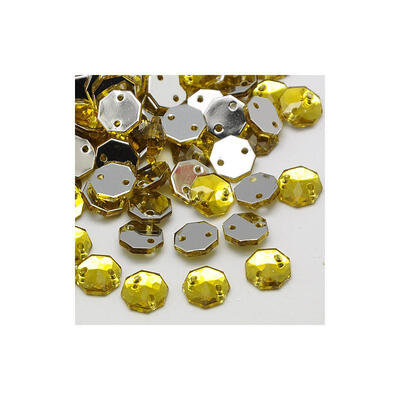 

Sew on Rhinestone Taiwan Acrylic Rhinestone Two Holes Garments Accessories Faceted Octagon Yellow 10x95x3mm Hole 1mm